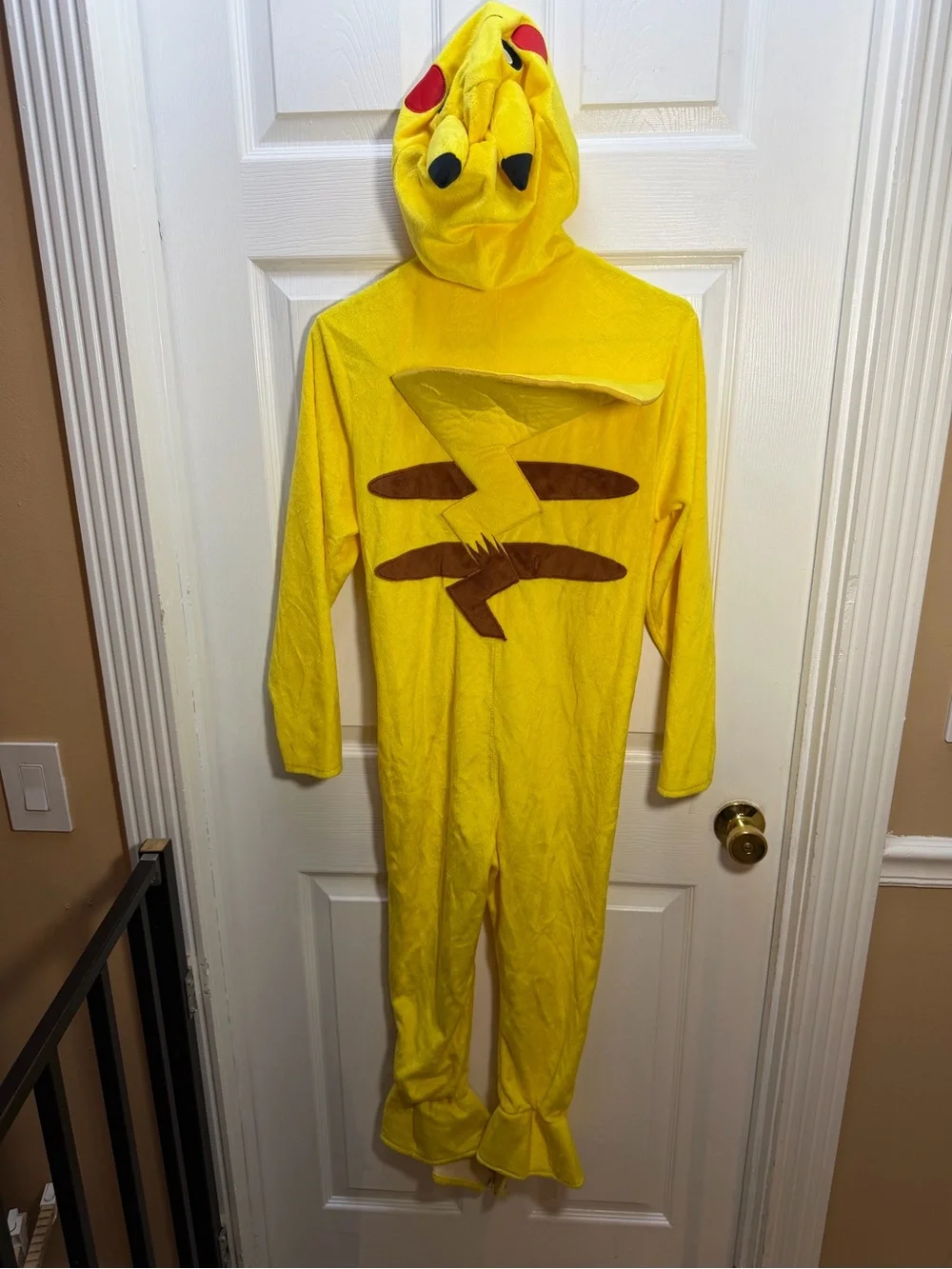 Pikachu Yellow Hooded Onesie Costume Youth 8-10